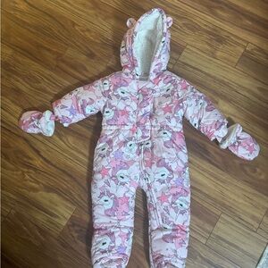 Baby Girl’s The Children’s Place snowsuit winter jumpsuit 9-12 months unicorn